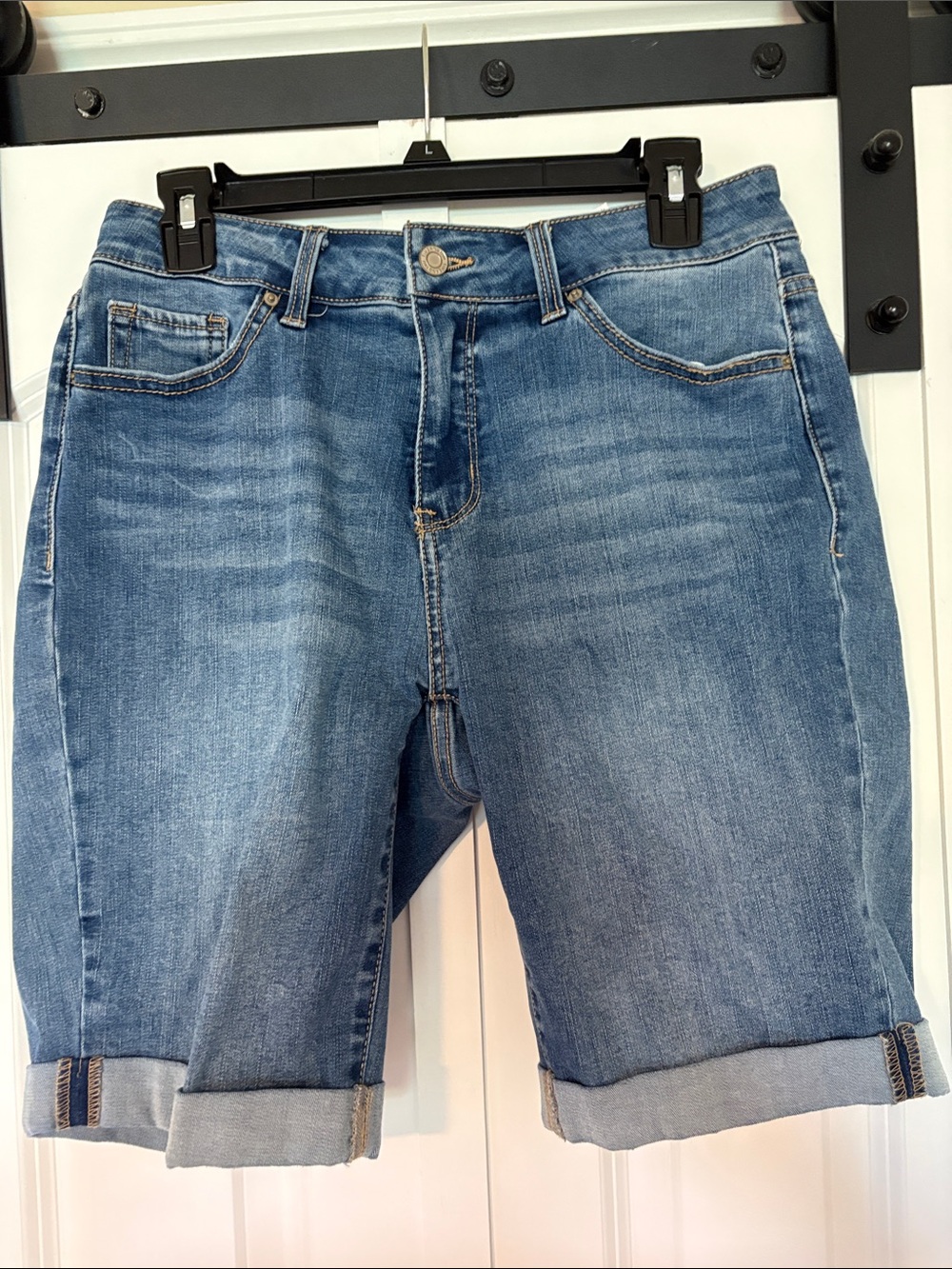 Time and Tru Medium Blue Cuffed Denim Shorts